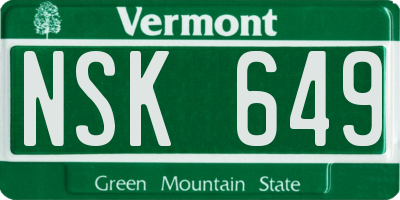 VT license plate NSK649