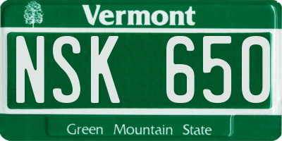 VT license plate NSK650