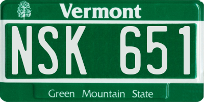 VT license plate NSK651