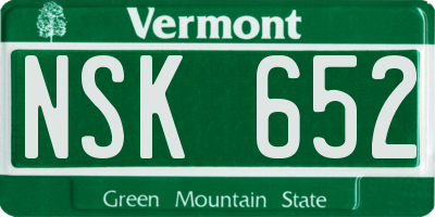 VT license plate NSK652