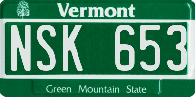 VT license plate NSK653