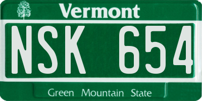 VT license plate NSK654