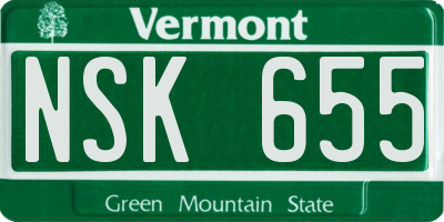 VT license plate NSK655