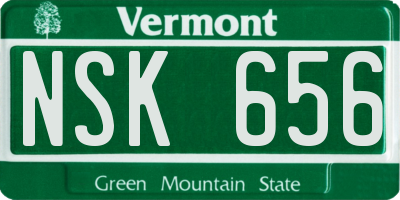 VT license plate NSK656