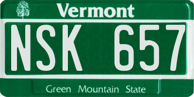 VT license plate NSK657