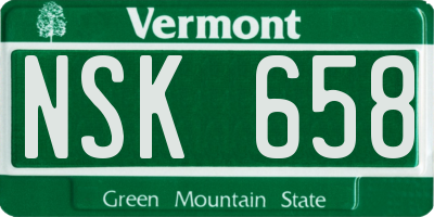 VT license plate NSK658