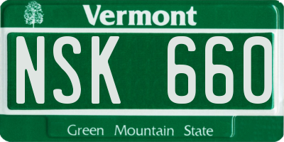 VT license plate NSK660