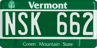 VT license plate NSK662