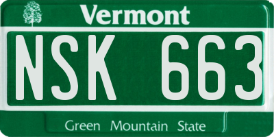 VT license plate NSK663