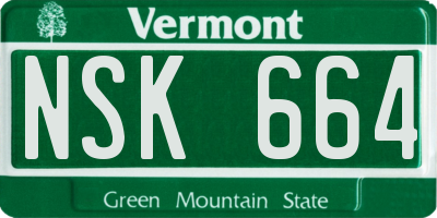 VT license plate NSK664
