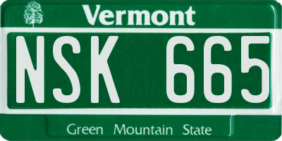 VT license plate NSK665