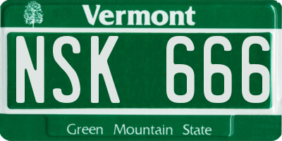 VT license plate NSK666