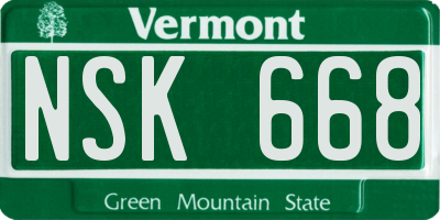VT license plate NSK668