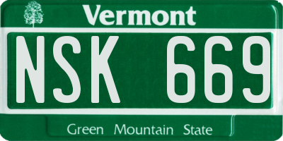 VT license plate NSK669