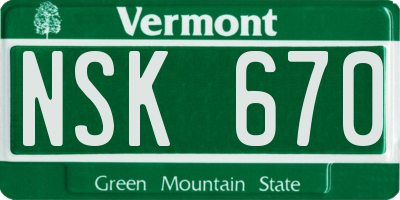VT license plate NSK670