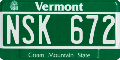 VT license plate NSK672