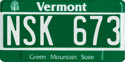 VT license plate NSK673