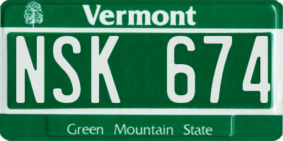 VT license plate NSK674