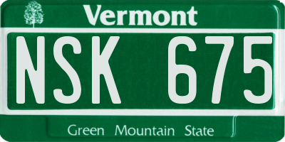 VT license plate NSK675