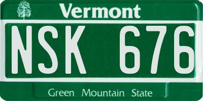 VT license plate NSK676