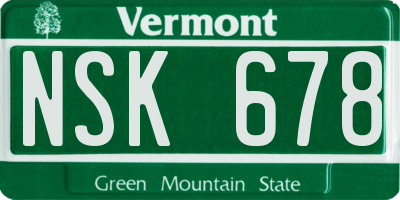 VT license plate NSK678