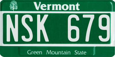 VT license plate NSK679