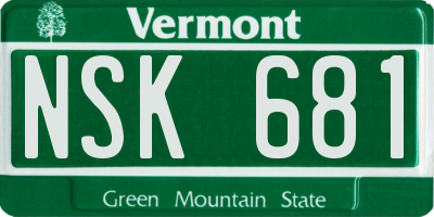 VT license plate NSK681