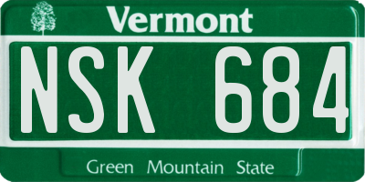 VT license plate NSK684