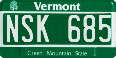 VT license plate NSK685