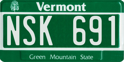 VT license plate NSK691