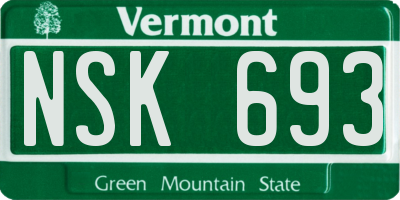VT license plate NSK693