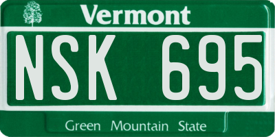 VT license plate NSK695