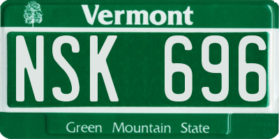 VT license plate NSK696