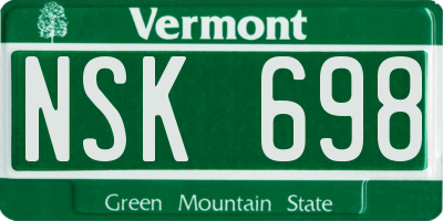 VT license plate NSK698