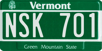VT license plate NSK701