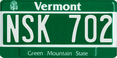 VT license plate NSK702