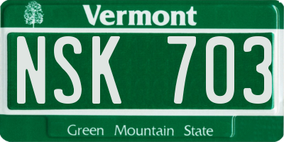 VT license plate NSK703