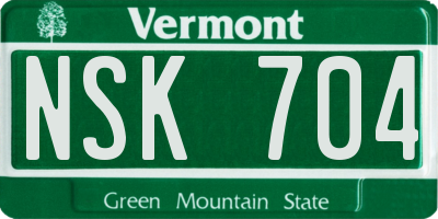 VT license plate NSK704