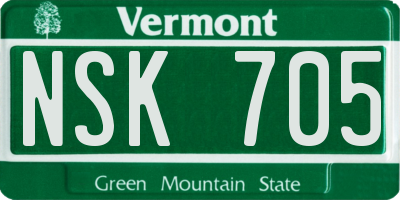 VT license plate NSK705