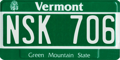 VT license plate NSK706