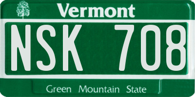 VT license plate NSK708