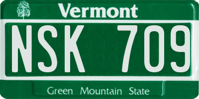 VT license plate NSK709