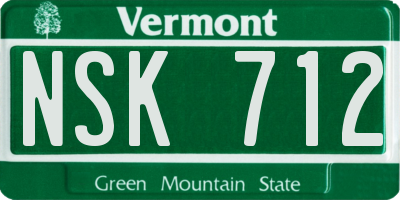 VT license plate NSK712
