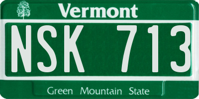 VT license plate NSK713