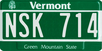 VT license plate NSK714