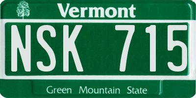 VT license plate NSK715