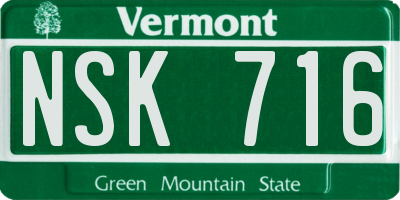 VT license plate NSK716