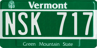 VT license plate NSK717