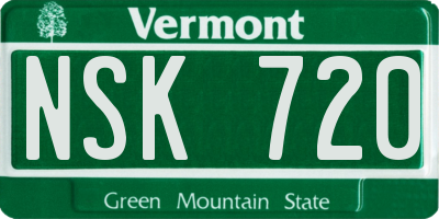 VT license plate NSK720