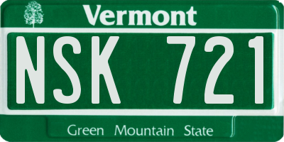 VT license plate NSK721